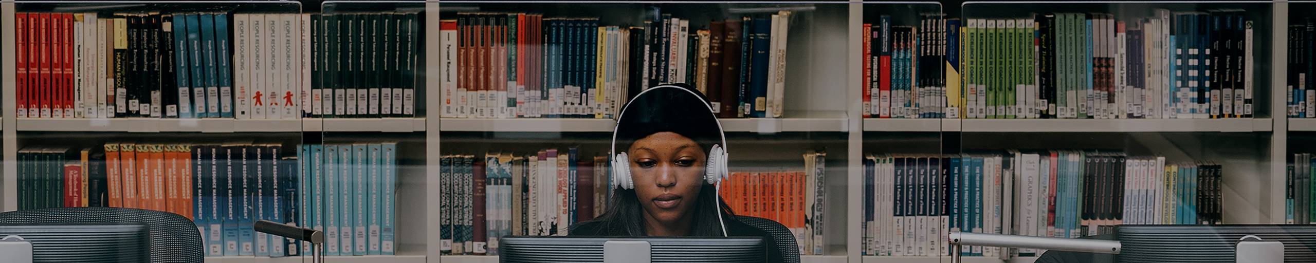 Student in the library